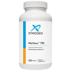 XYMOGEN NiaVasc 750 bottle front view highlighting time-release niacin