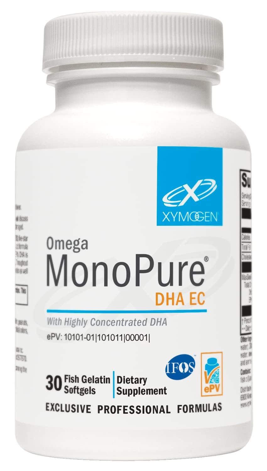 XYMOGEN Omega MonoPure DHA EC bottle front for easy daily omega-3 support.