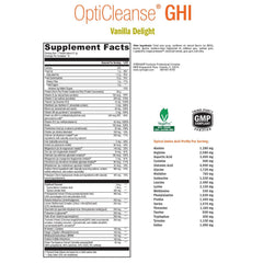 Xymogen OptiCleanse GHI nutrition panel emphasizes liver and immune support features.