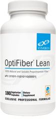 XYMOGEN OptiFiber Lean bottle highlighting soluble fiber for gut health.