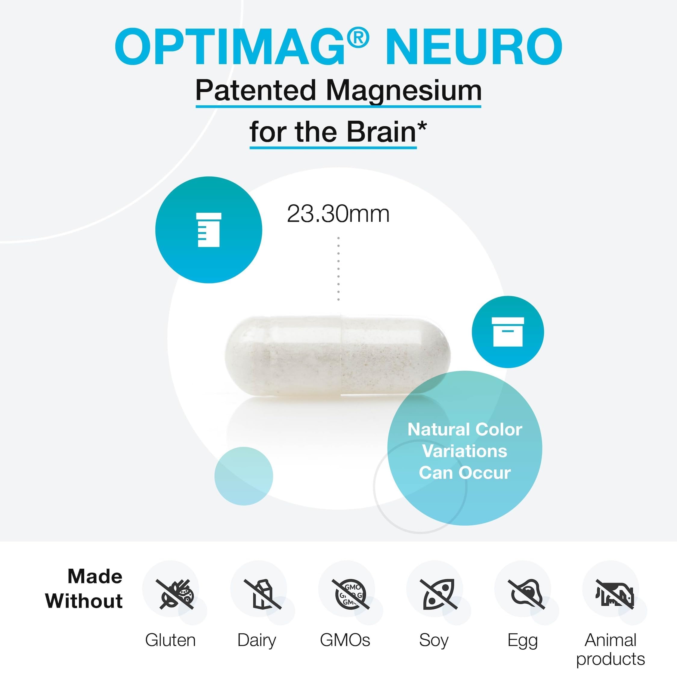 XYMOGEN OptiMag Neuro label close-up highlighting Magtein magnesium L-threonate for brain access.