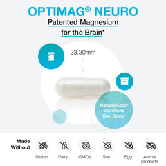 XYMOGEN OptiMag Neuro label close-up highlighting Magtein magnesium L-threonate for brain access.