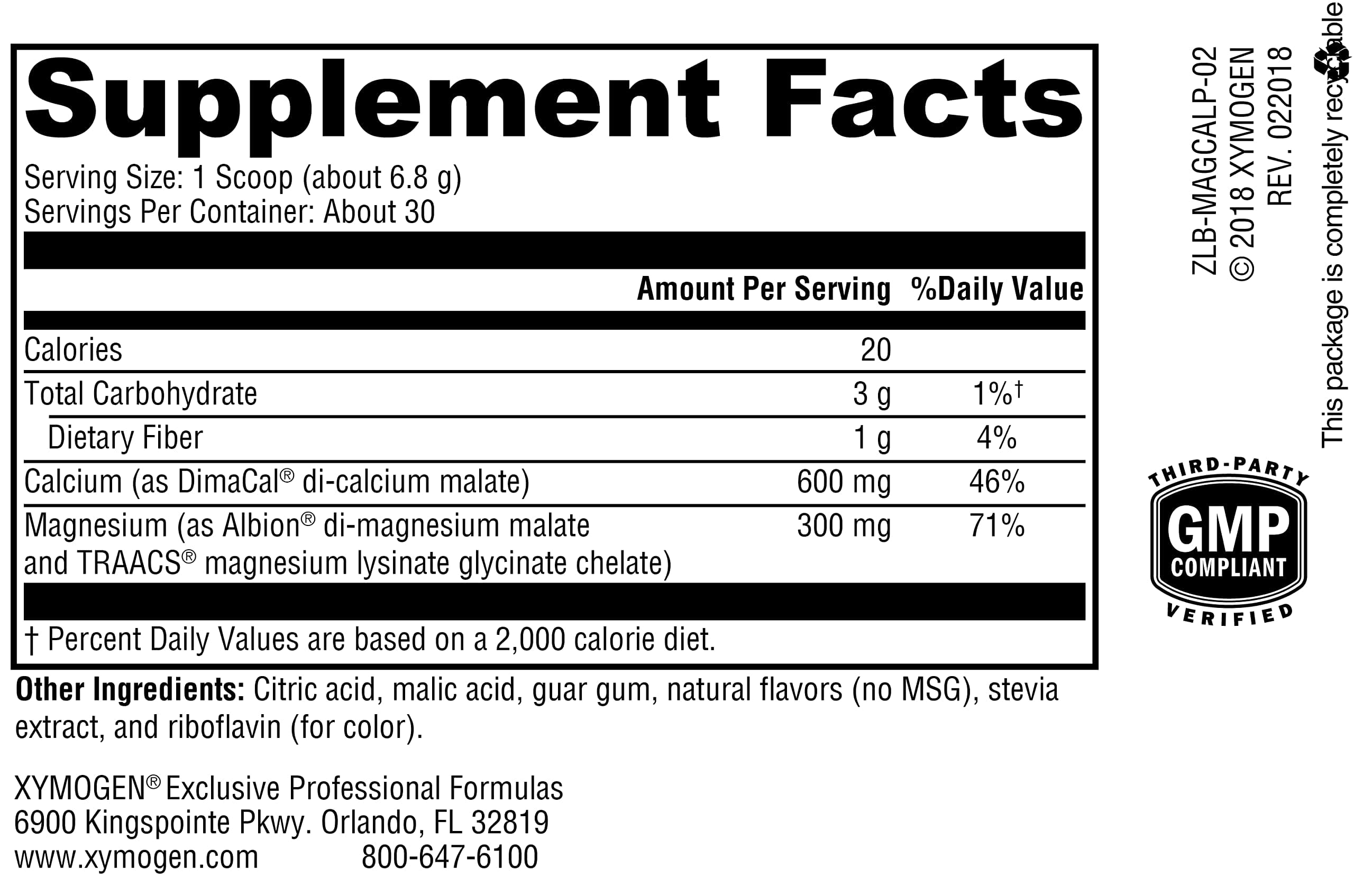 XYMOGEN OptiMag Plus Calcium pear flavor scoop for precise dosing.
