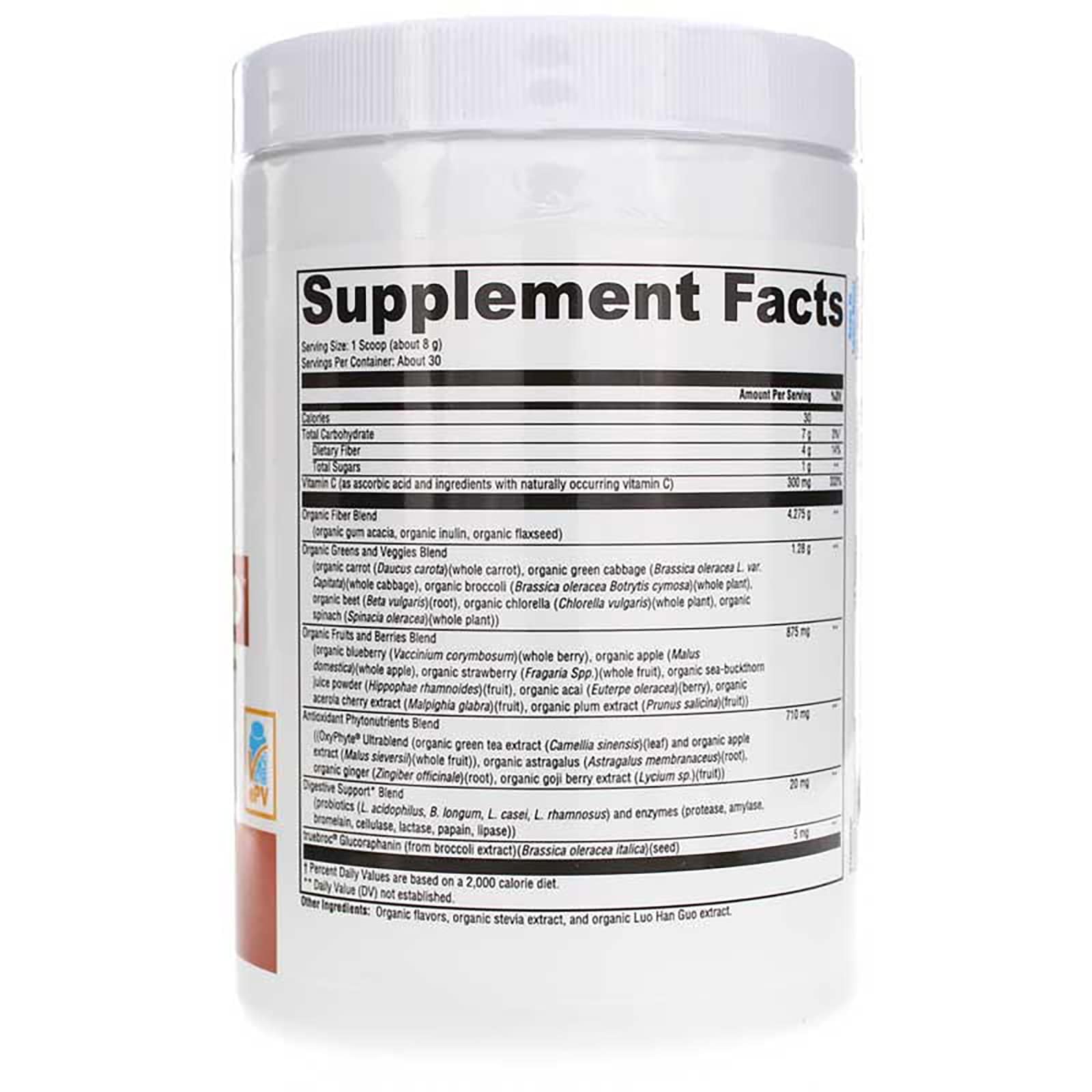 XYMOGEN OrganiX greens powder swirling in a glass for fiber and probiotics