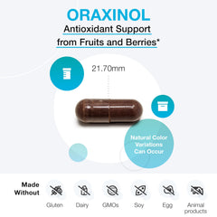 XYMOGEN Oraxinol capsules close-up showing easy-to-swallow form.