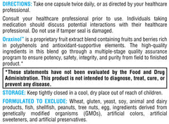 XYMOGEN Oraxinol ingredients blueberry close-up highlighting polyphenol-rich antioxidants.