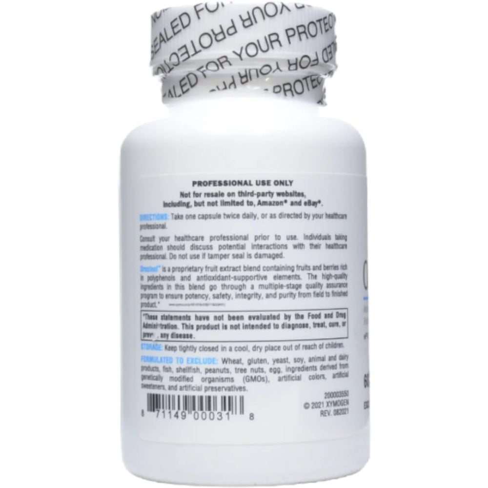 XYMOGEN Oraxinol quality-assurance badge emphasizing safety and purity.