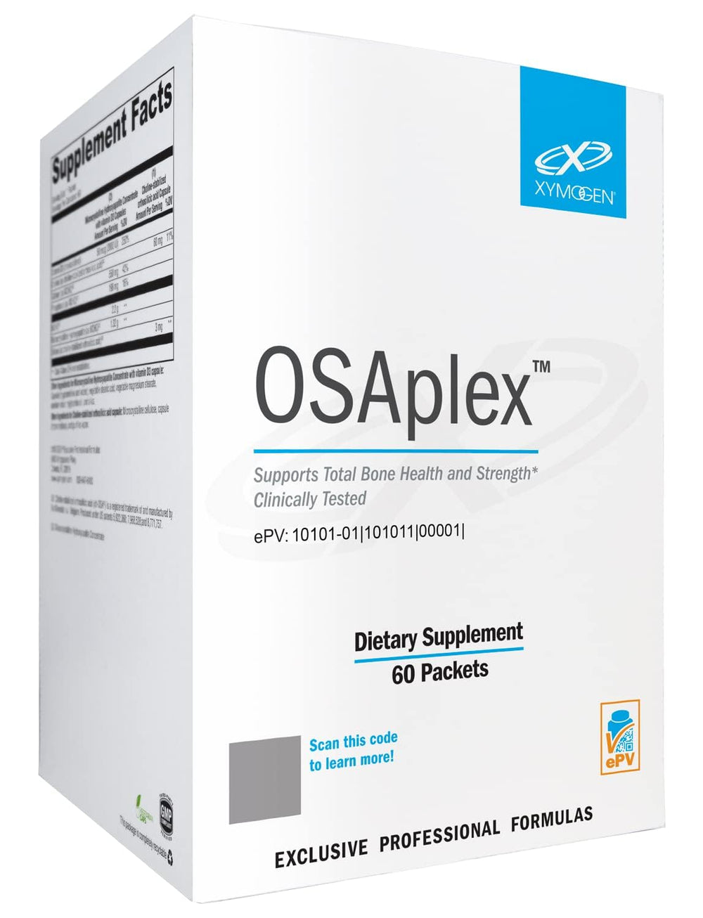 XYMOGEN OSAplex bottle front showing the bone-supporting formula for daily nutrition