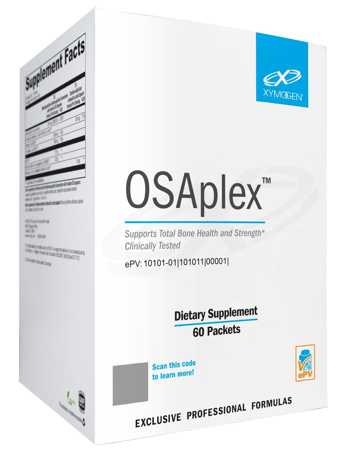 XYMOGEN OSAplex bottle front showing the bone-supporting formula for daily nutrition