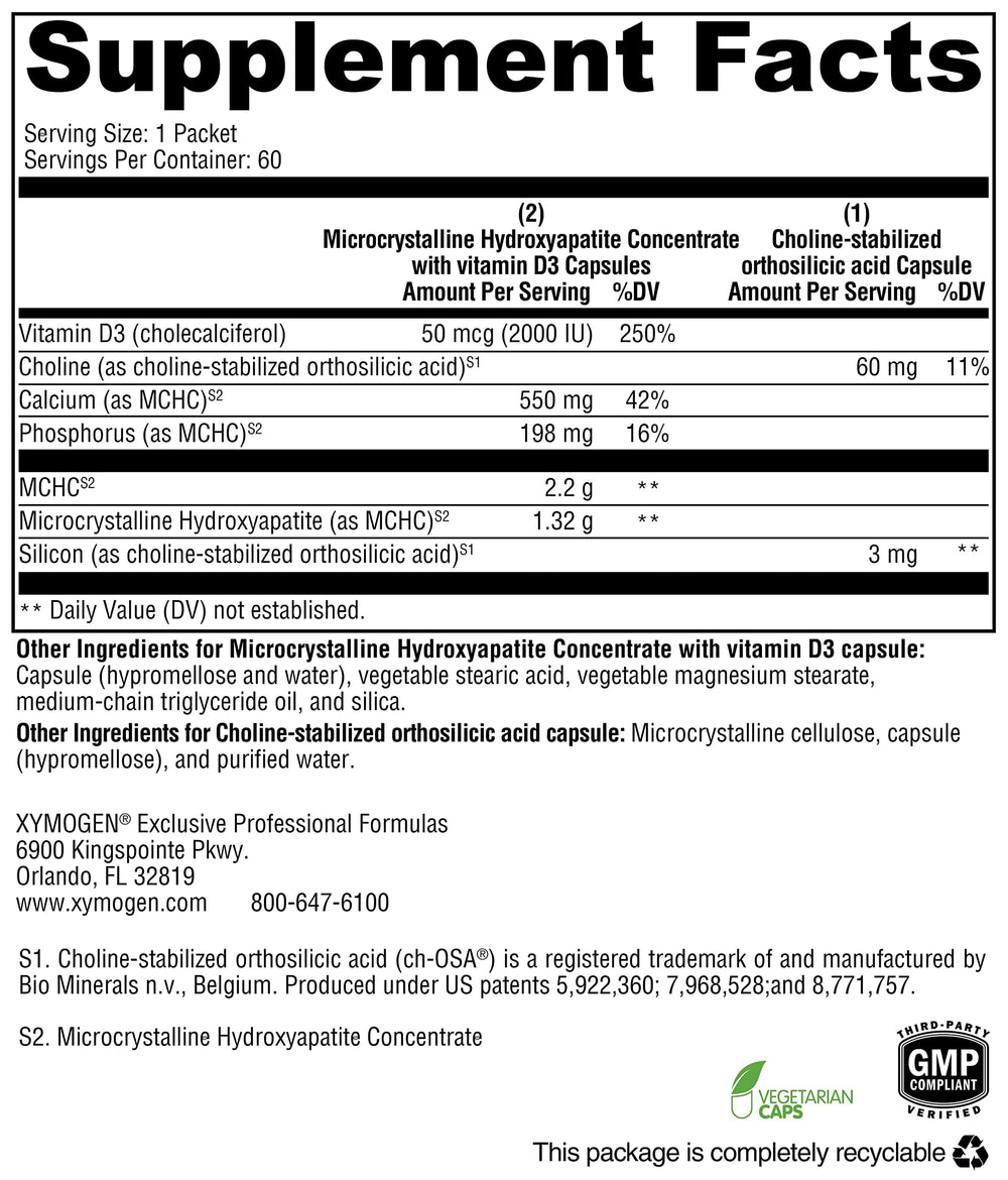 XYMOGEN OSAplex packets arranged for daily dosage convenience