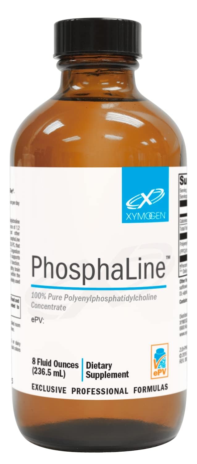 XYMOGEN PhosphaLine bottle ready for daily use in a kitchen setting