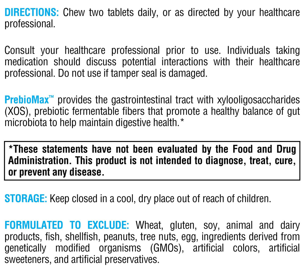 XYMOGEN PrebioMax packaging front emphasizes flavor and digestive wellness.