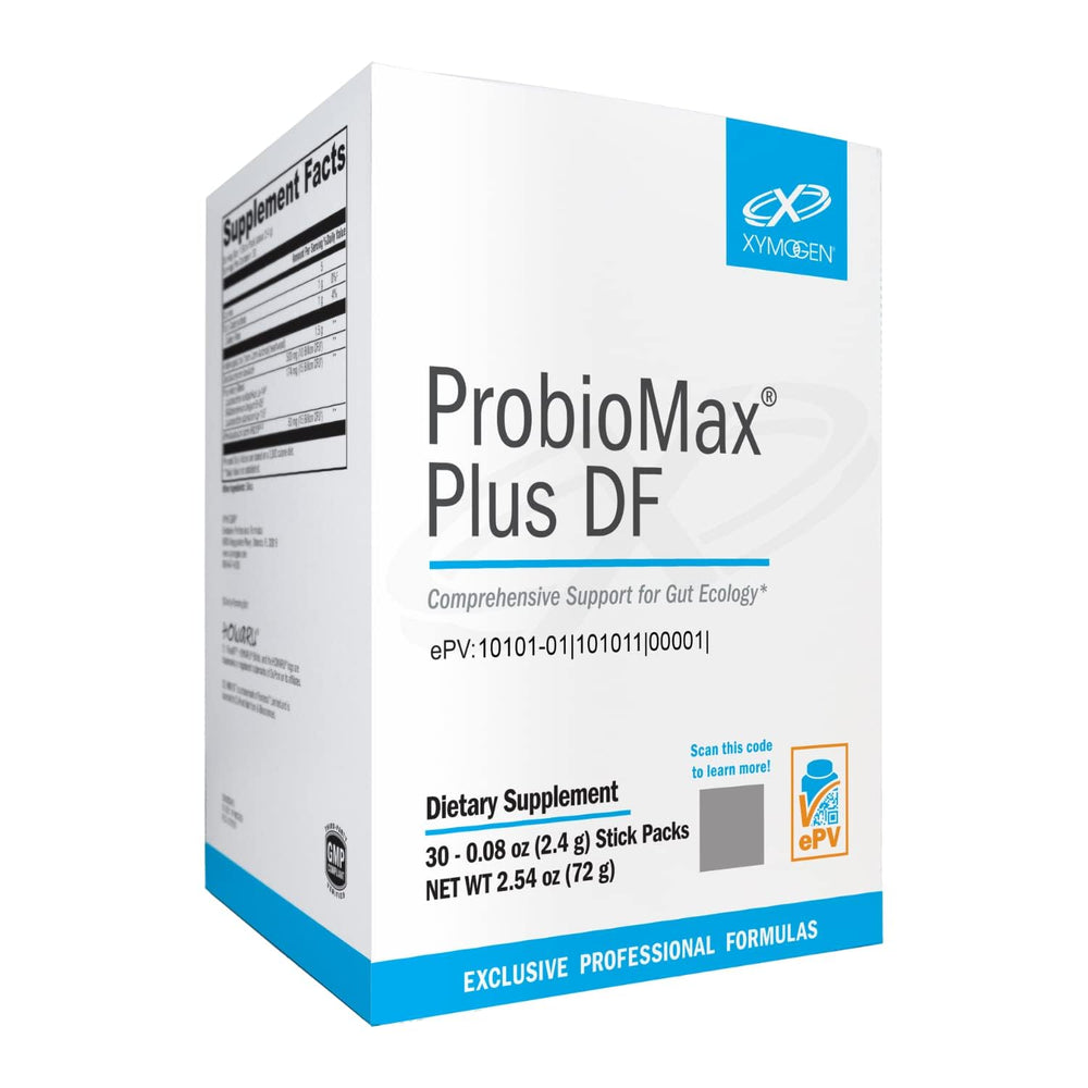 XYMOGEN ProbioMax Plus 40B bottle close-up for daily gut health