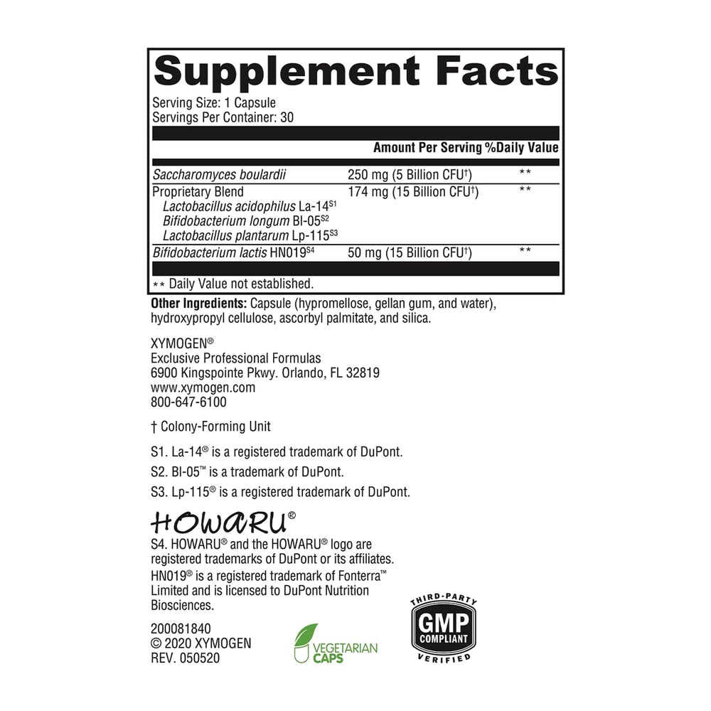 XYMOGEN ProbioMax Sb 35B capsules in-hand showing easy daily use.