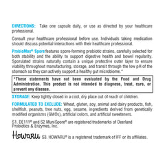 Bottle with water beside ProbioMax Spore, illustrating easy daily routine.