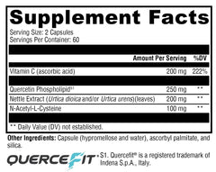 Capsules close-up shows quercetin complex with NAC and nettle blend