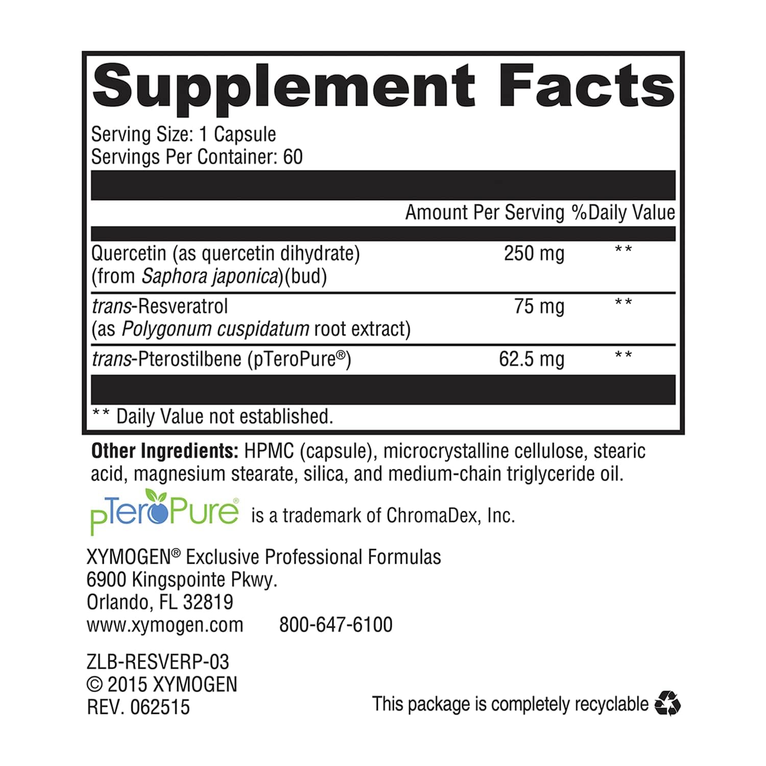 Close-up of Resveratin Plus capsules highlighting resveratrol, pterostilbene, and quercetin antioxidant support.
