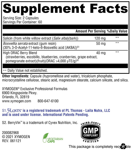 Closeup of XYMOGEN Saloxicin capsules for easy daily use.