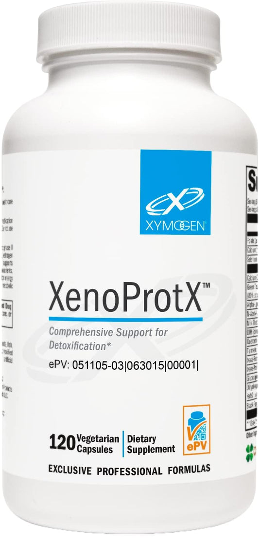 XYMOGEN XenoProtX bottle close-up showing detox support for liver health