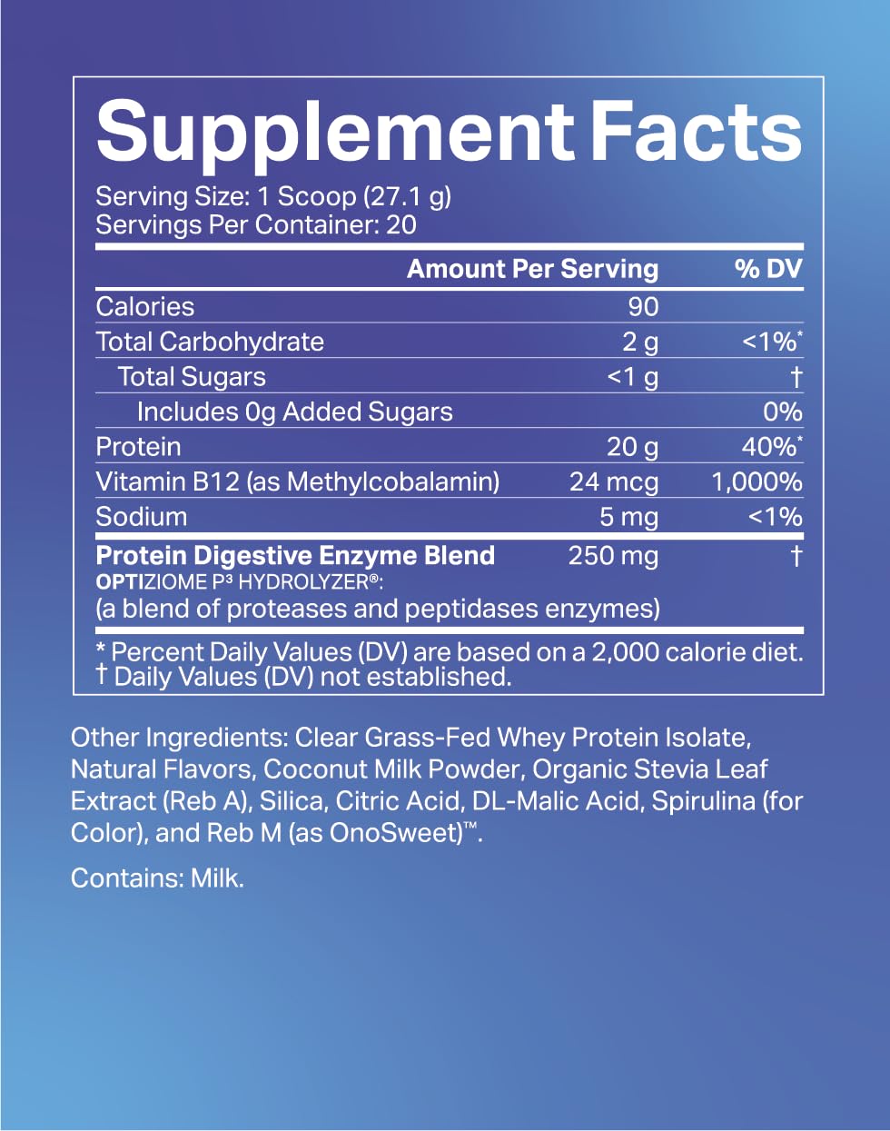 Xyngular Clear Protein Blue Raspberry nutrition panel visible on bag.