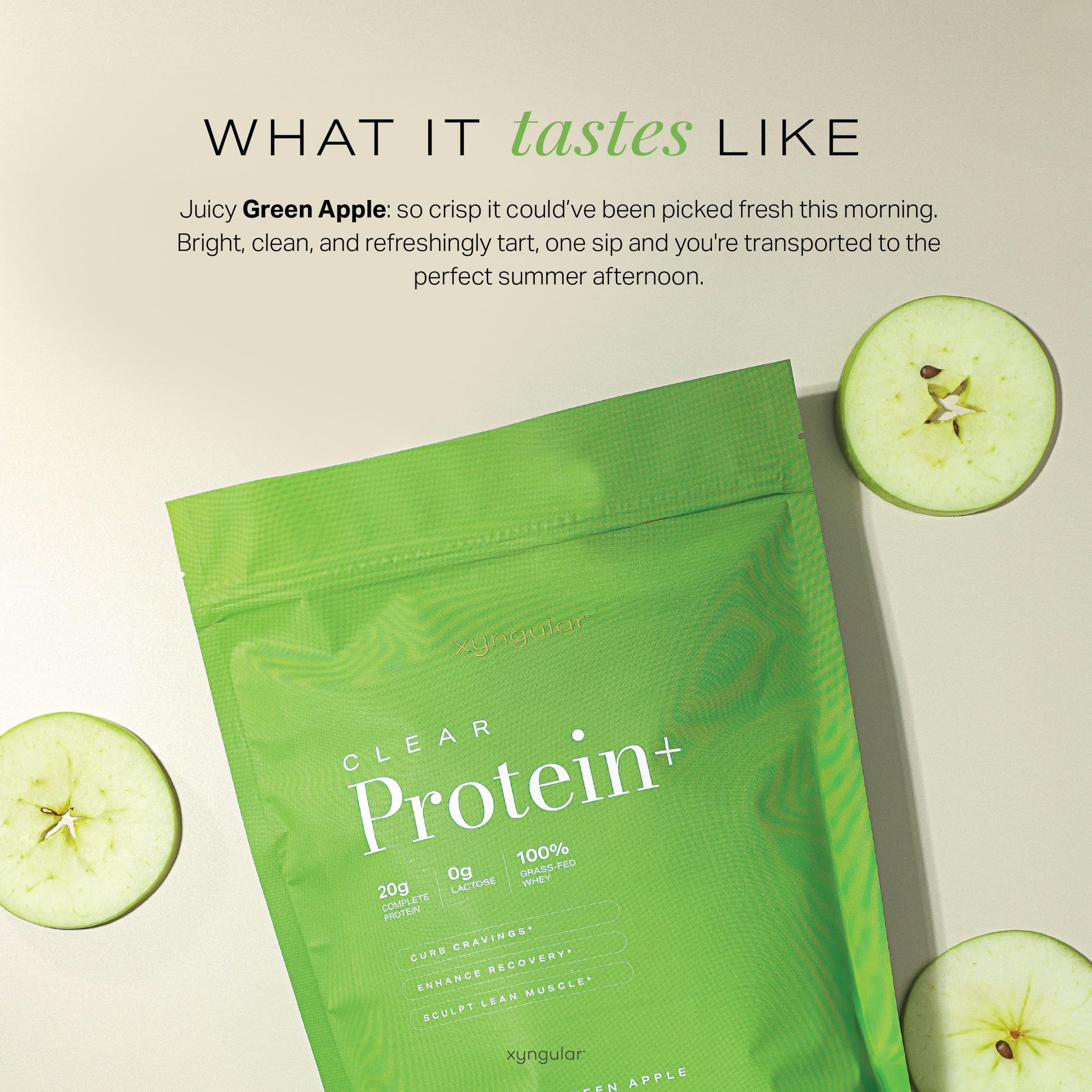 Xyngular Clear Protein+ label close-up highlighting grass-fed European whey