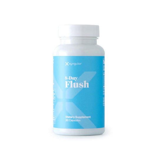 Xyngular Flush 60-count bottle, compact daily-use packaging for routine