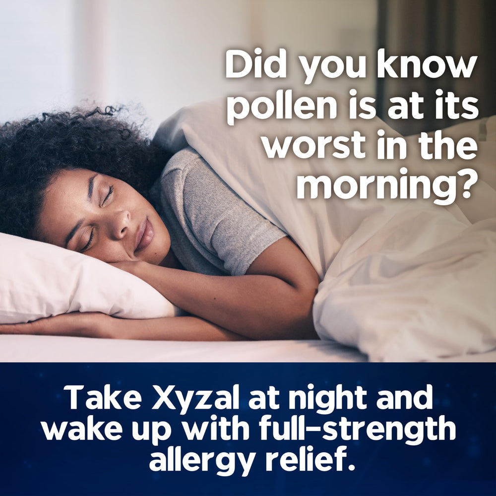 Xyzal patient sleeping peacefully after taking at night