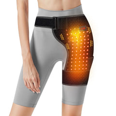 Yabuu cordless heated hip pad in use for portable hip warmth and relief.