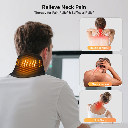 Yabuu neck heating pad massage side view with adjustable fit for comfort