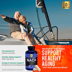 YAM Health NAD capsules closeup showing compact, smooth-to-swallow capsules