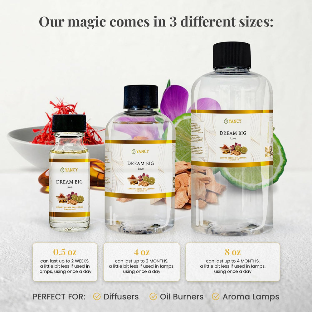 YANCY Dream Big fragrance-oil-closeup showcases premium quality and versatile use in diffusers.