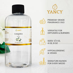 YANCY Gardenia diffuser setup with oil releasing a fresh garden aroma