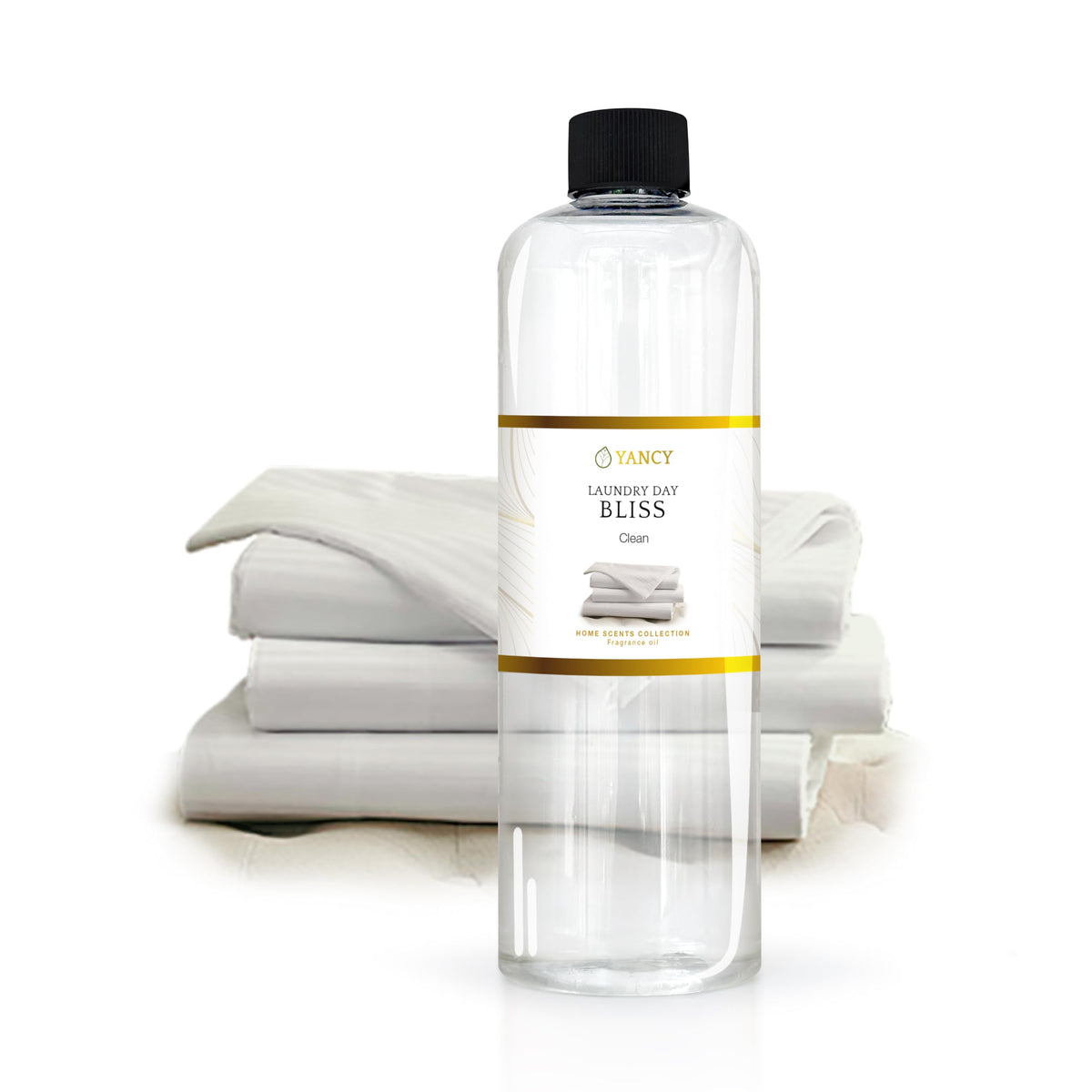 YANCY Laundry Day Bliss bottle, diffuser-ready aroma for a fresh, inviting space.