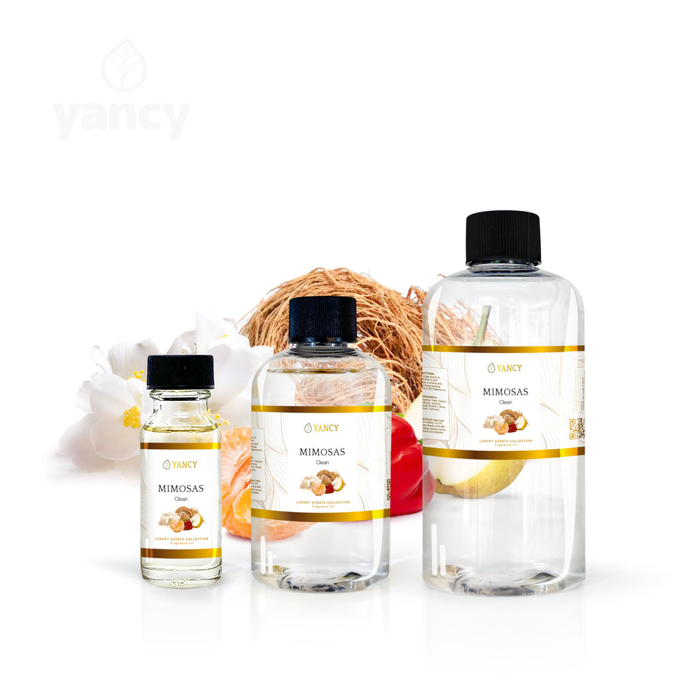 YANCY Mimosas fragrance oil bottle ideal for a cozy, bright ambience.