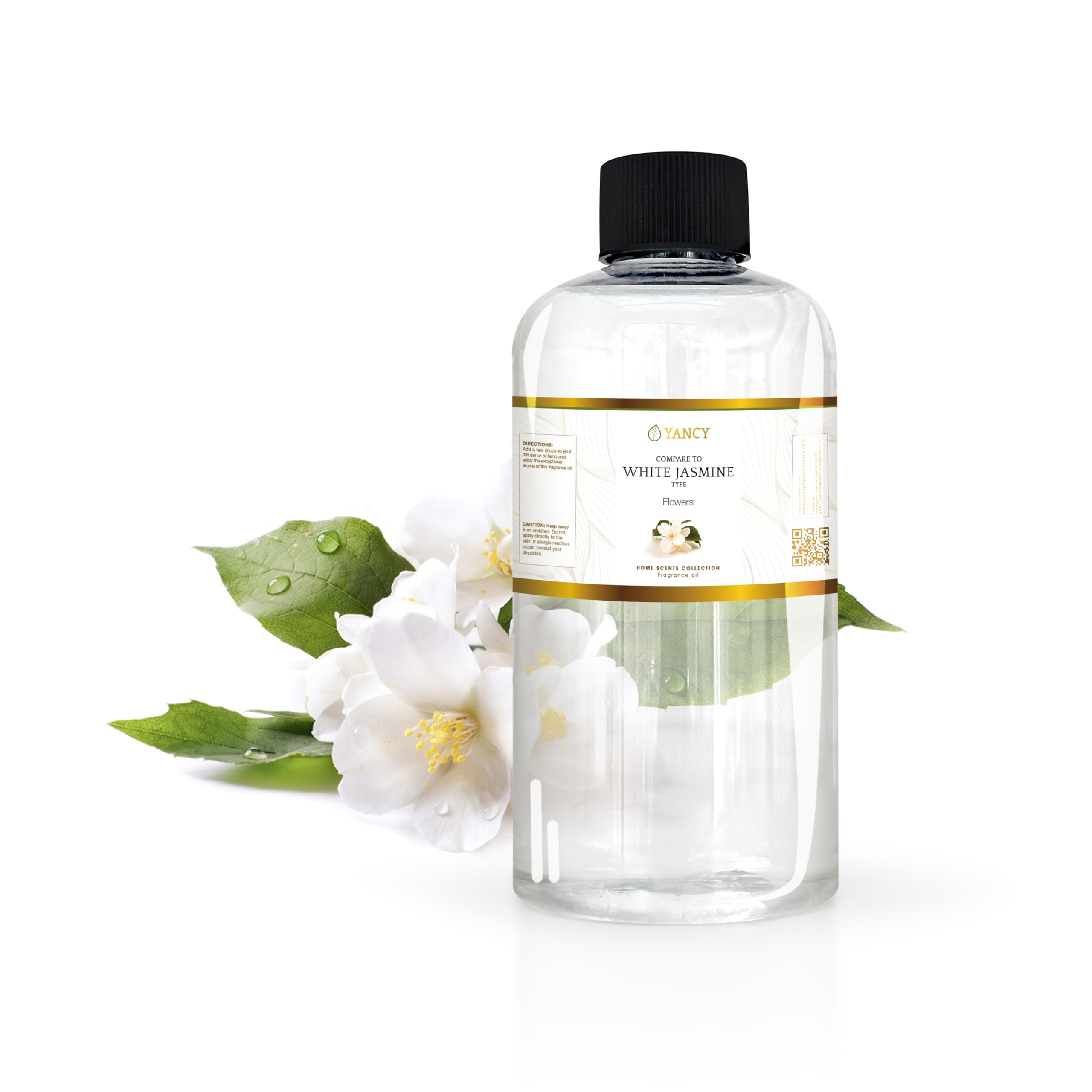 YANCY White Jasmine fragrance oil bottle in diffuser for a calming aroma.