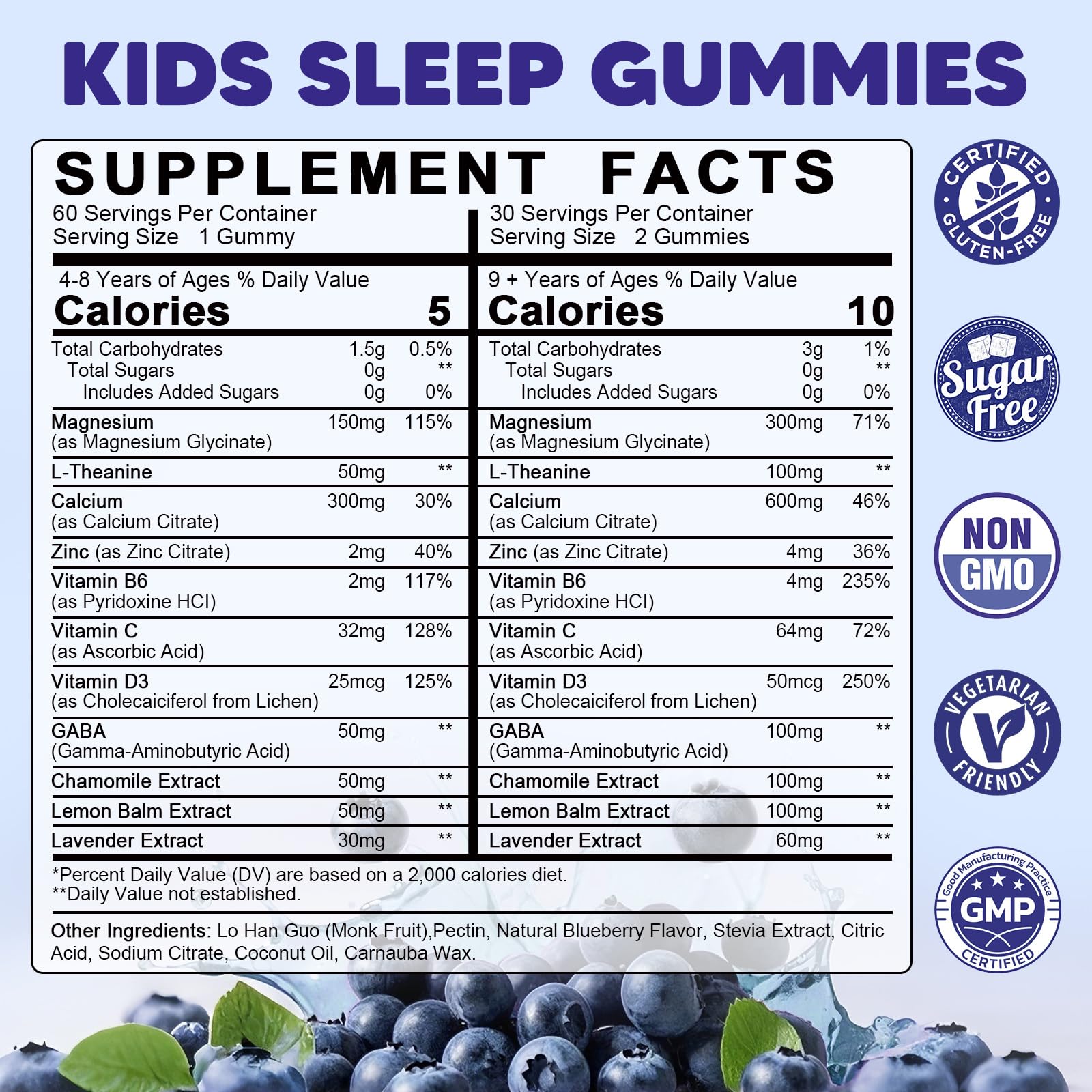 YANLUOBO Kids Sleep Gummies bear-shaped gummies close-up with blueberry flavor