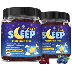 YANLUOBO Kids Sleep Gummies bottle with bear-shaped blueberry bites for calm nights