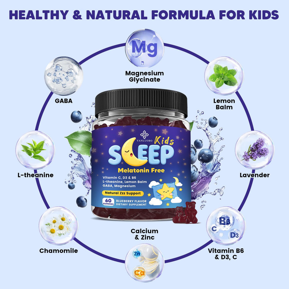 YANLUOBO label-front highlights melatonin-free and sugar-free claims