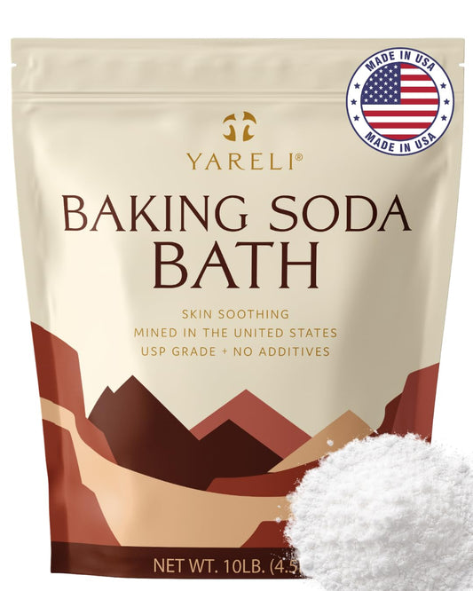 YARELI baking soda bath 10lb pack ready for soothing baths and DIY projects.