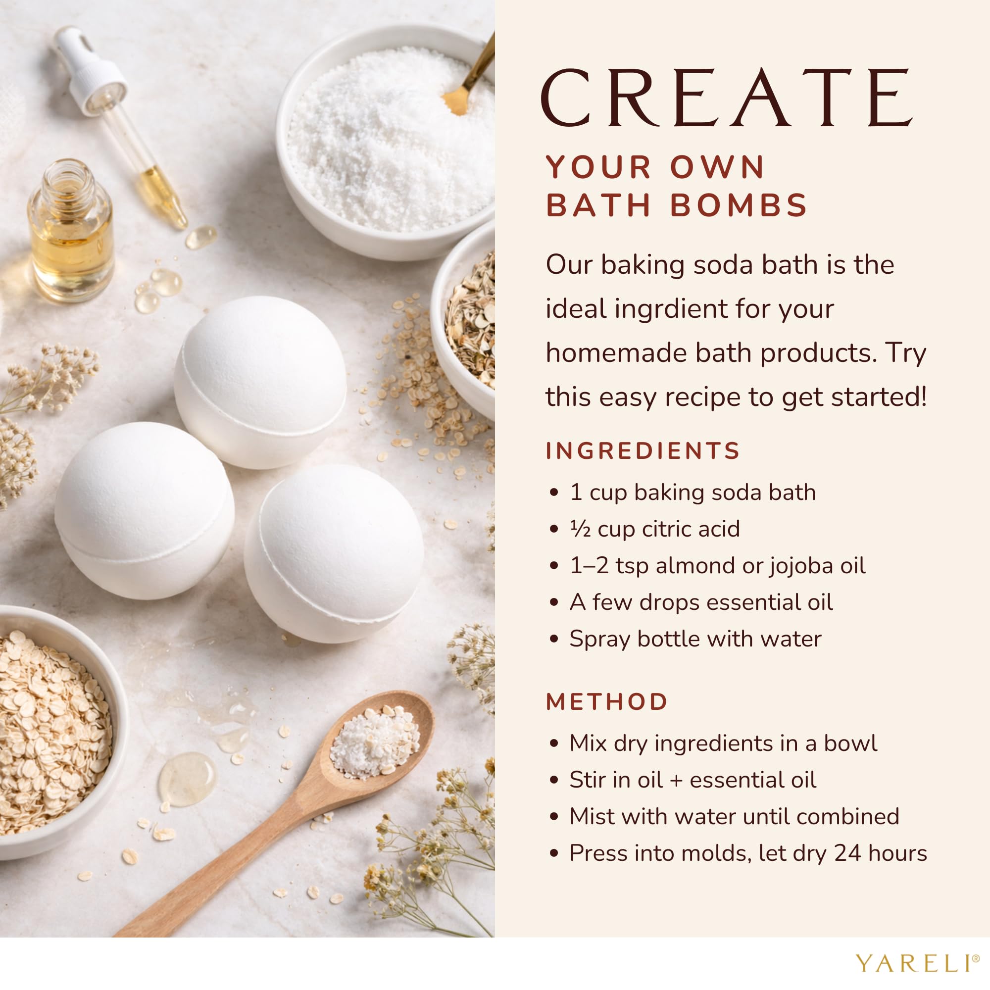 YARELI baking soda ideal for DIY bath bombs and crafting.