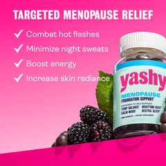 Yashy Gummies blackberry flavor close-up for tasty daily symptom support.