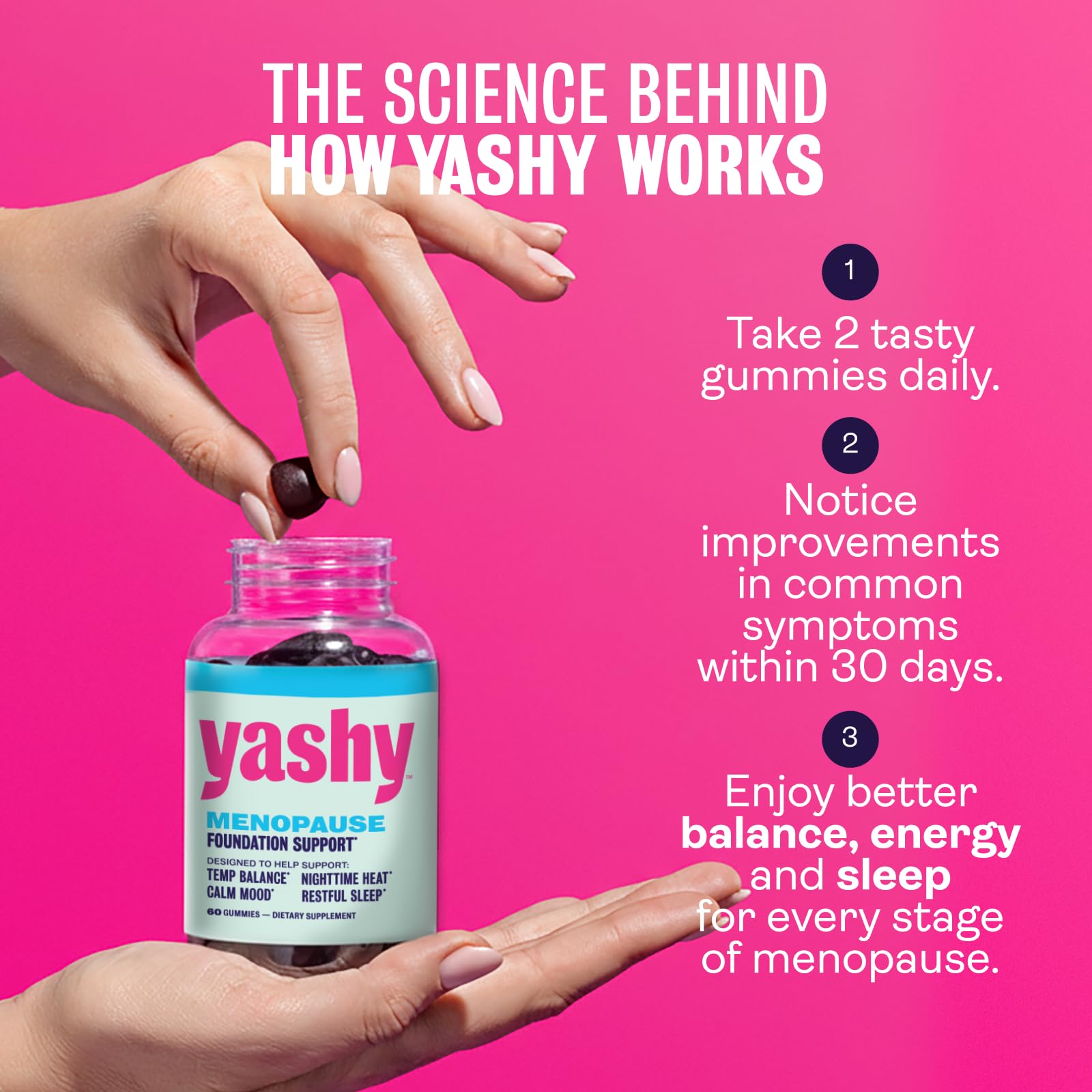 Yashy Gummies packaging back view with ingredients overview for informed choices.
