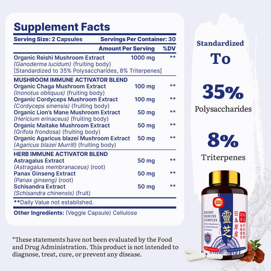 Yasumako nine-in-one mushroom extract capsules in clean packaging