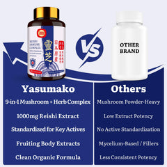 Yasumako vegan organic mushroom capsules packaging