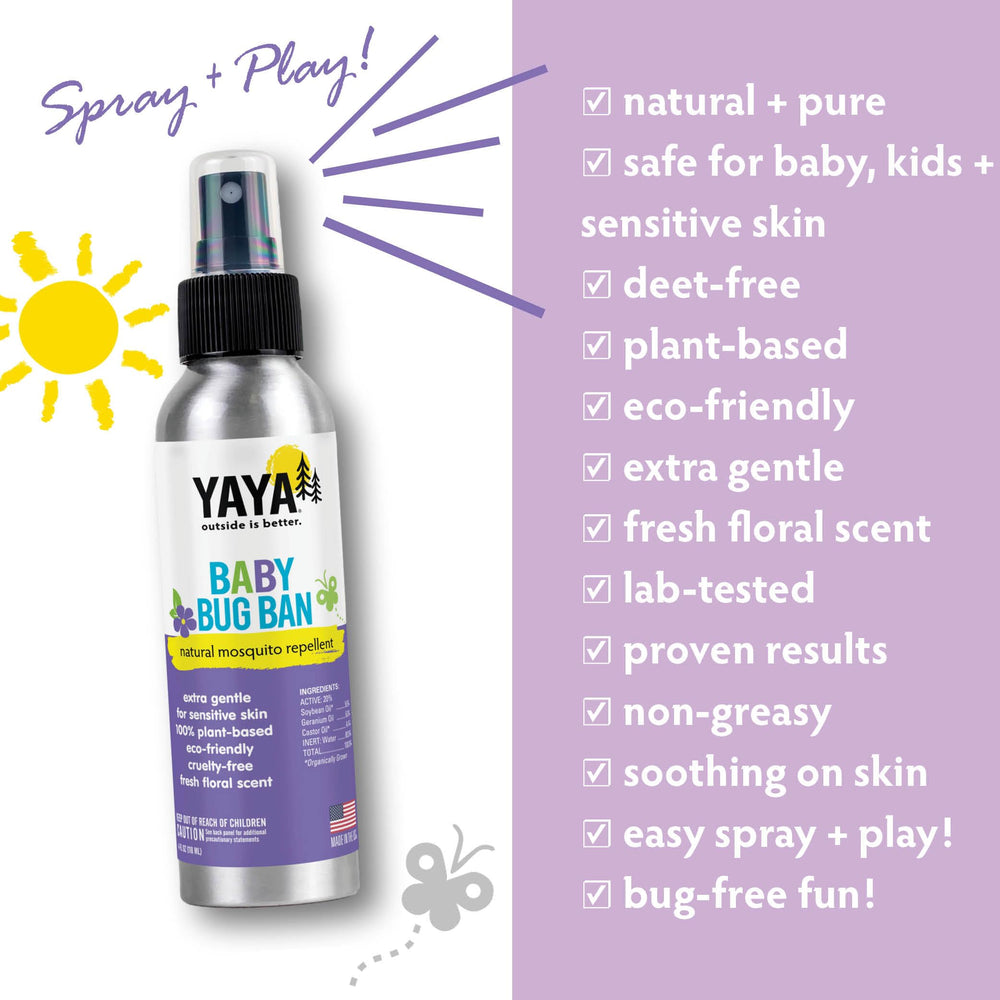 Family use of YAYA ORGANICS Baby Bug BAN during a sunny outdoor hike