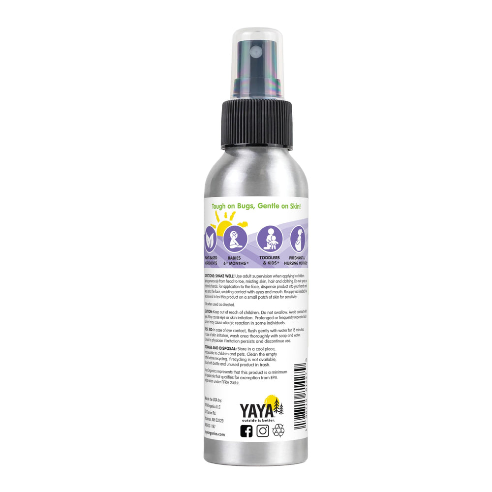 Shake and spray action of YAYA ORGANICS Baby Bug BAN for quick, head to toe application