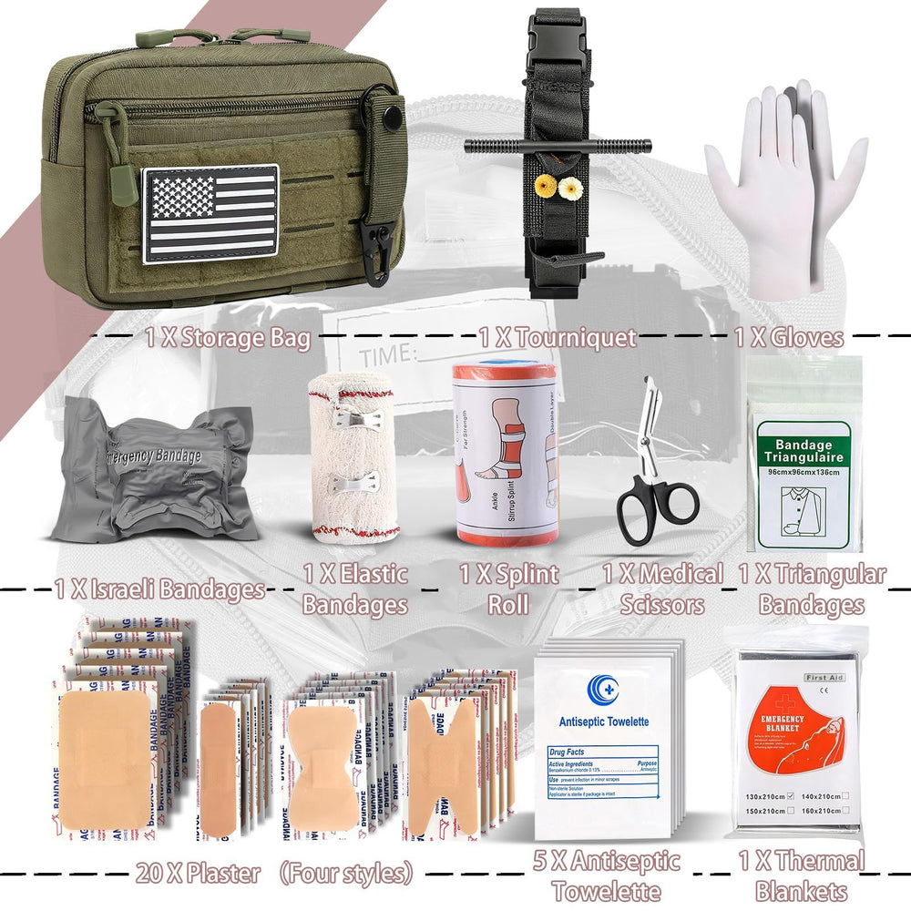 YChoolco IFAK elastic bandages provide secure limb compression