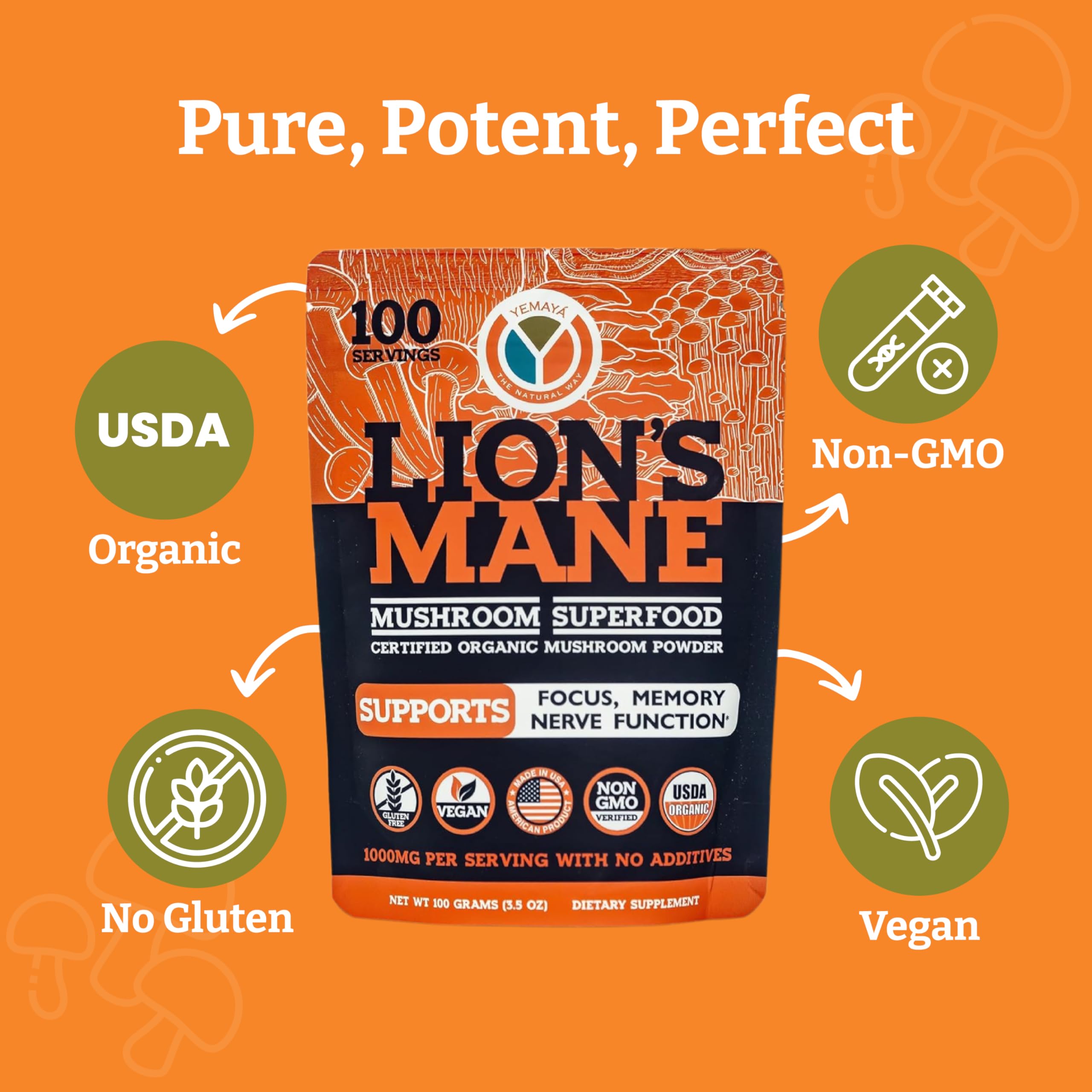 Yemaya Lion's Mane powder dissolving in coffee to boost morning ritual.