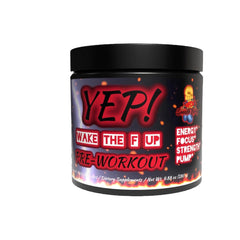 Yep Strength Wake The Faith Up bottle top view for premium pre-workout packaging