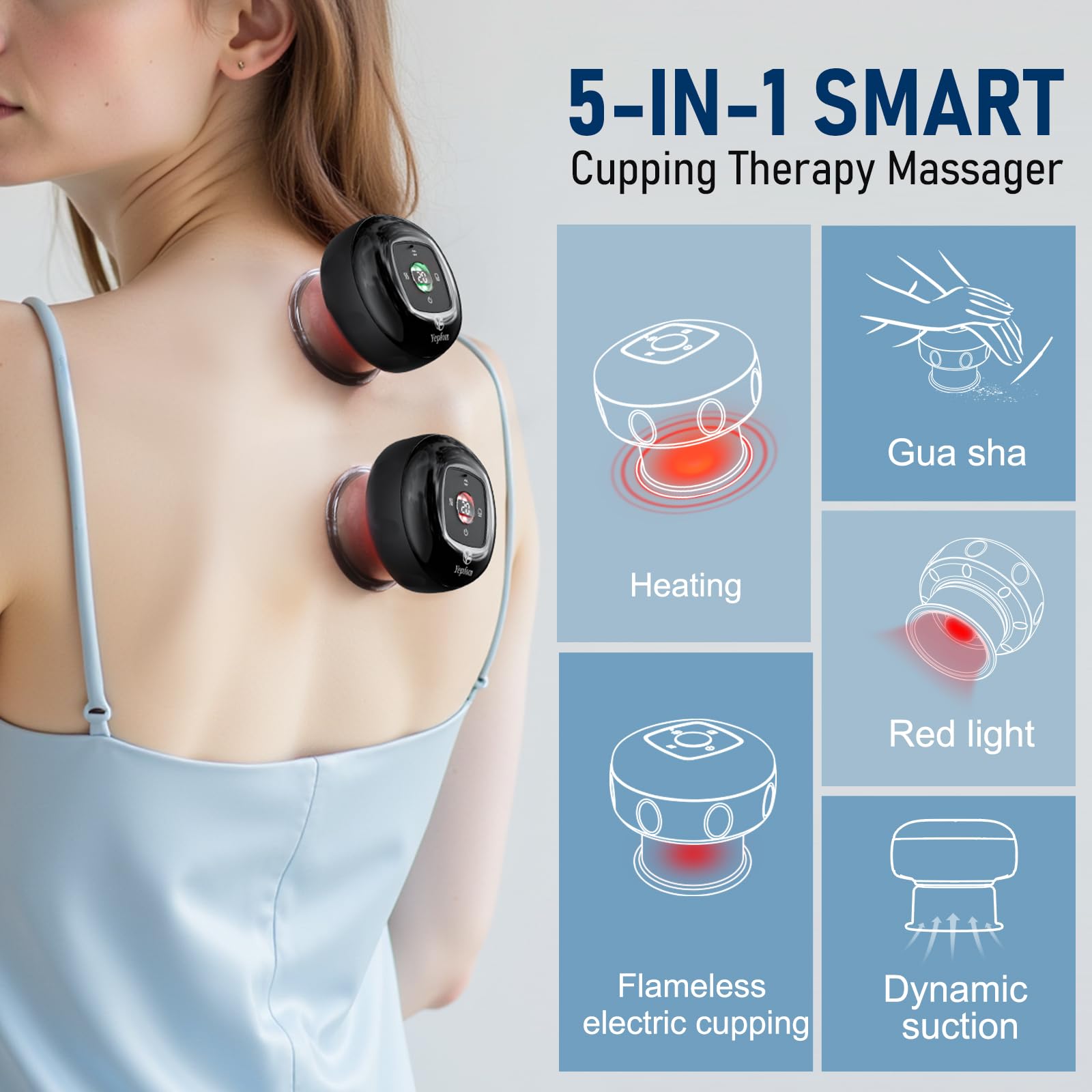 Yepfom cupping set digital display shows precise levels